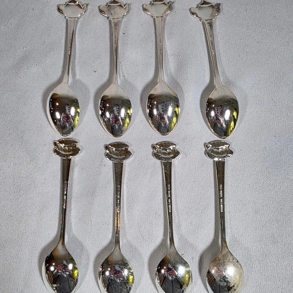 Vintage HIC Japan Stainless Teapot Teacup Demitasse Spoons Set of 8